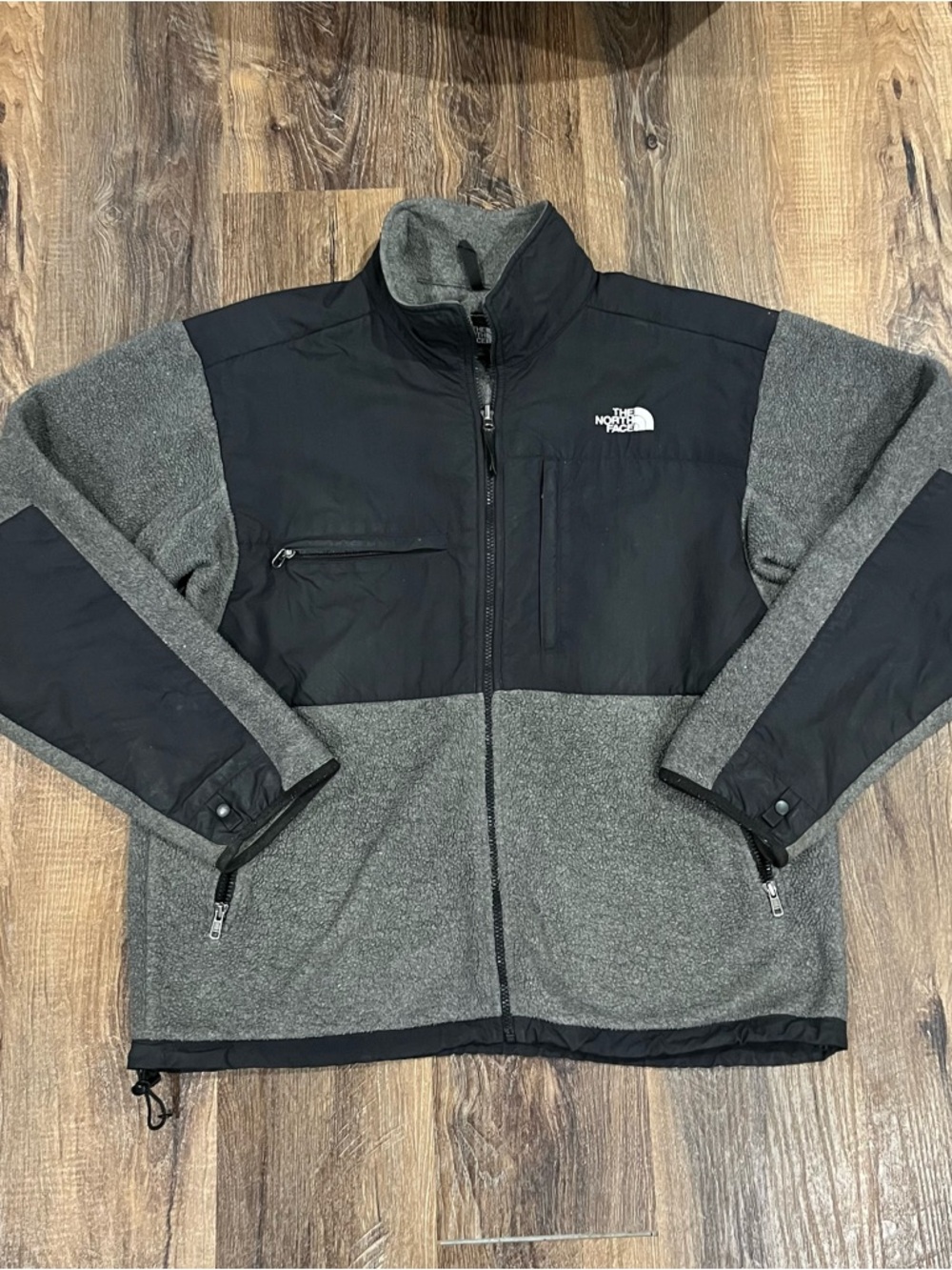 The North Face Denali Fleece Jacket Large Gray Black Polartec Full Zip Coat Y2K